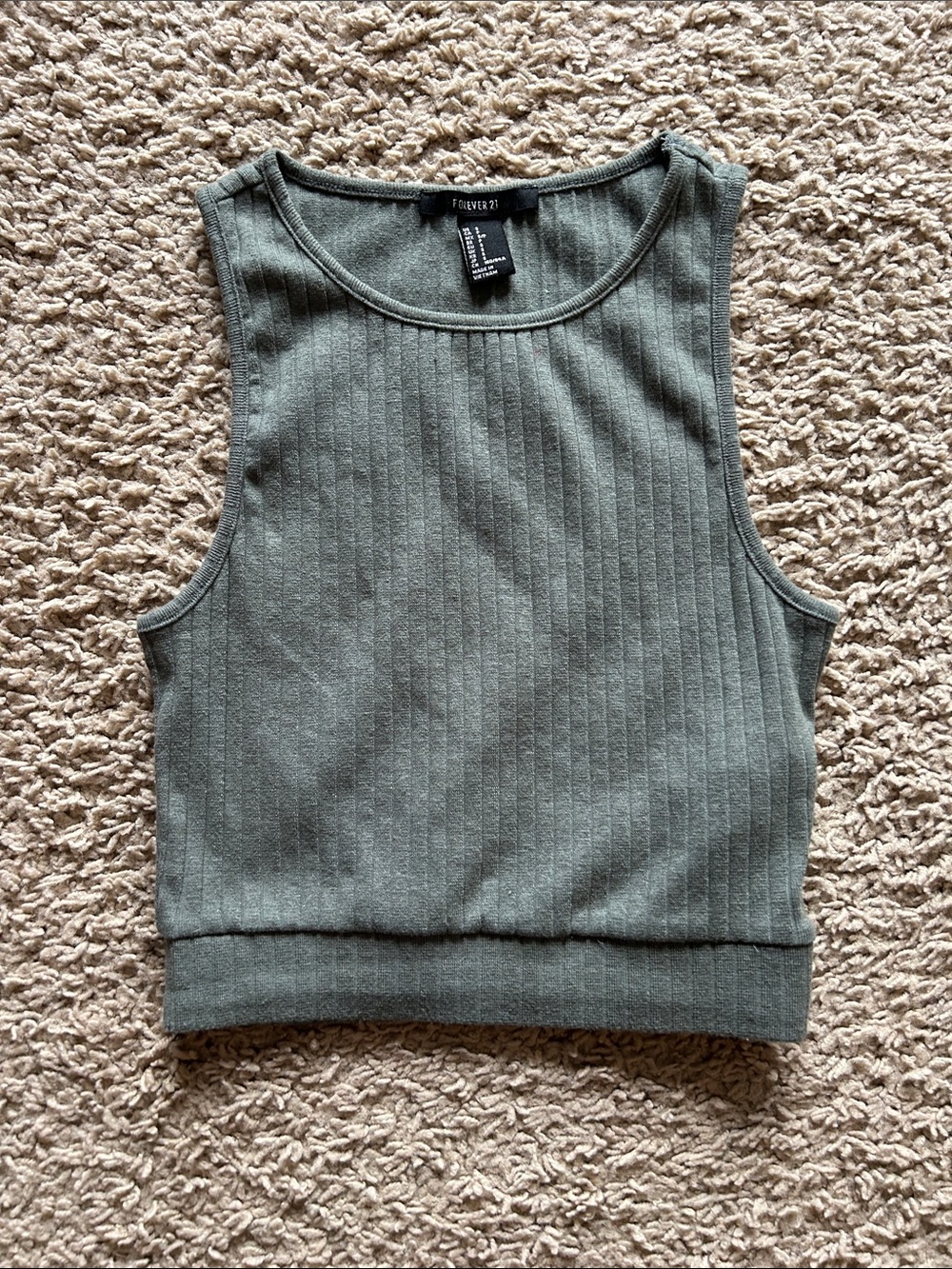 Forever 21 Olive Ribbed Tank Crop Top